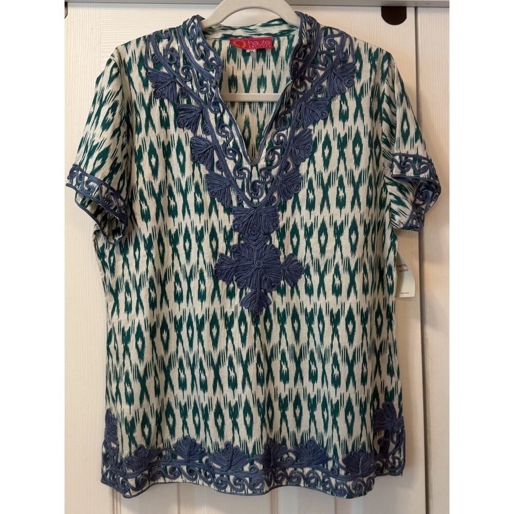 Haute Latitude 100% Cotton Top NWT Women XL Breezy Tunic Heavily Embroidered‎
